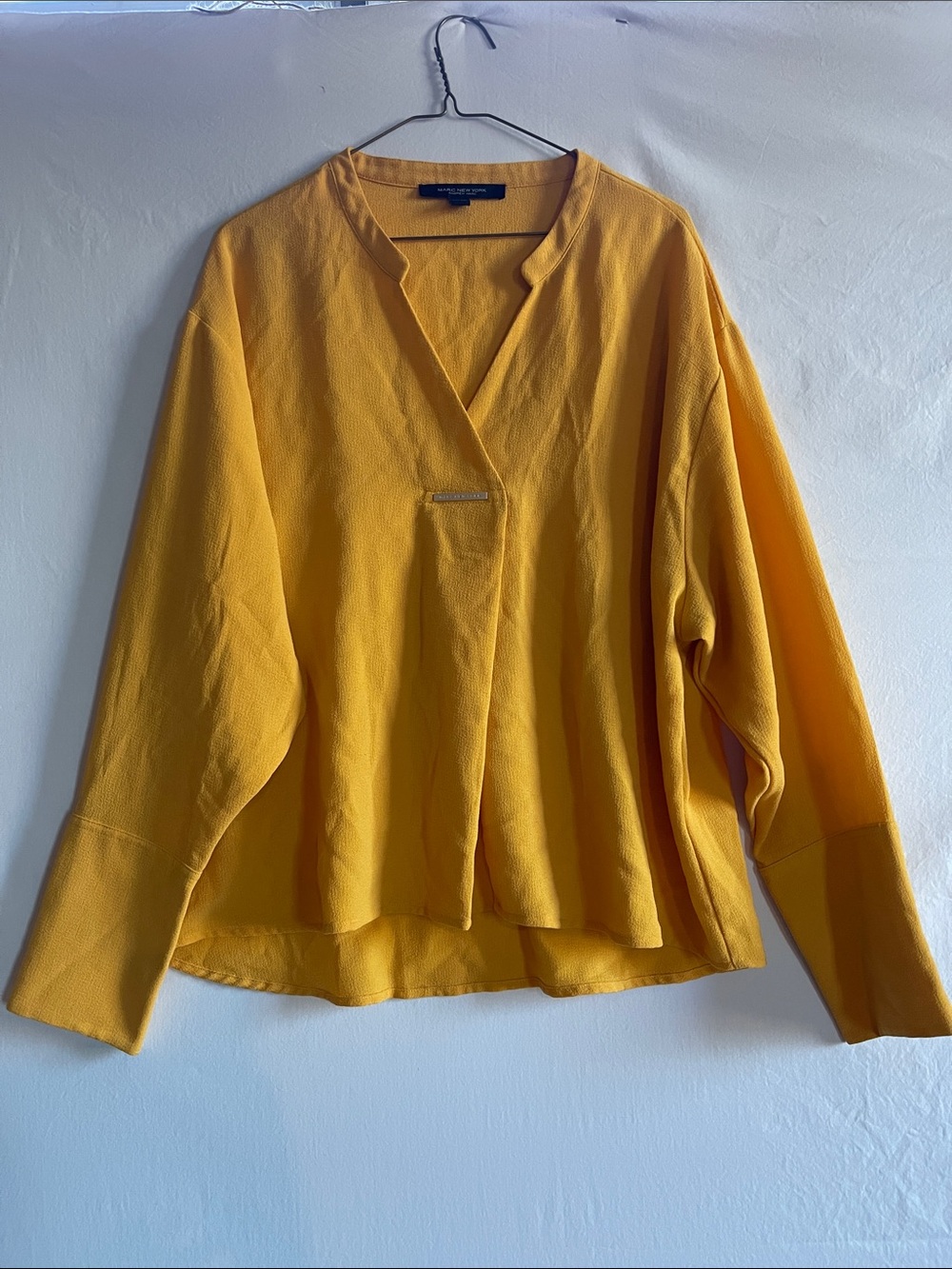 Marc New‎ York Mustard Yellow Long Sleeve V-Neck Blouse